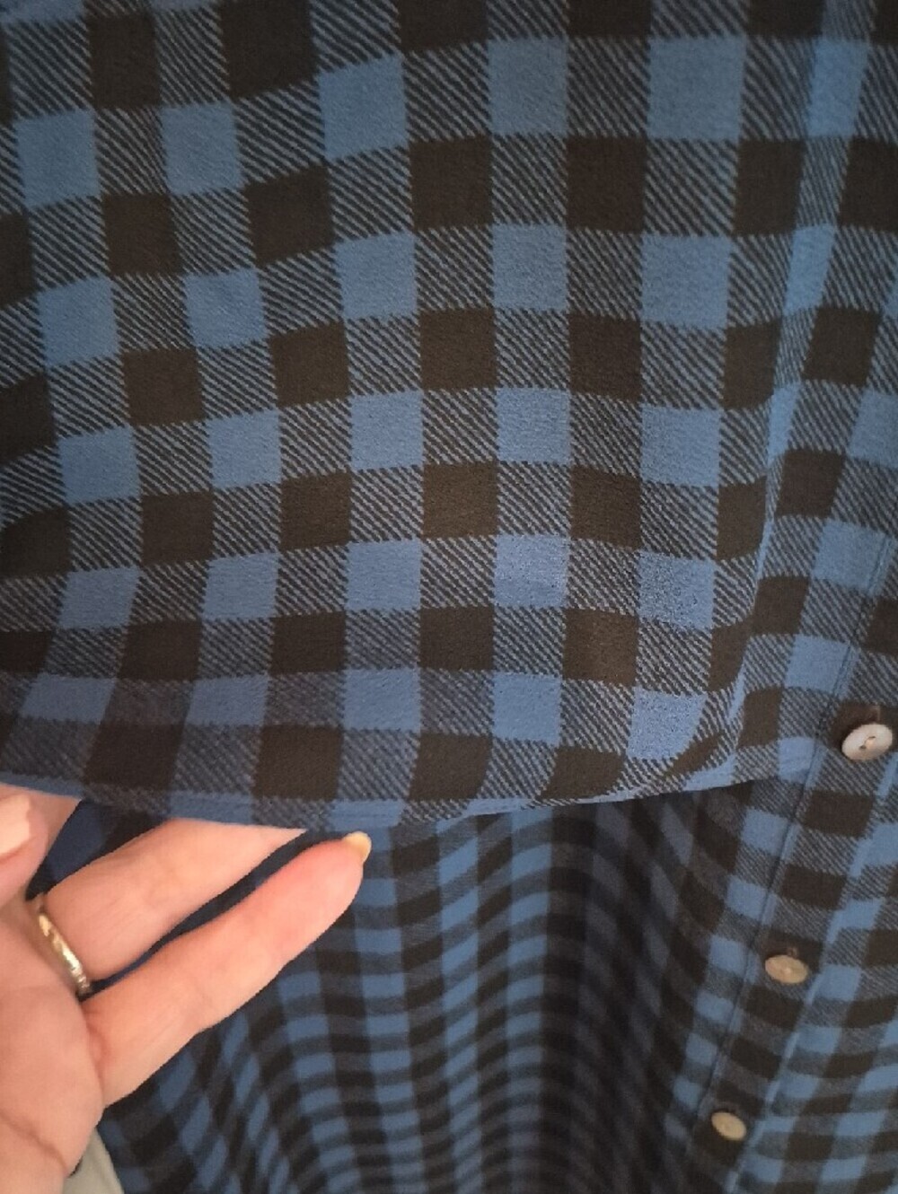 J. Jill Blue and Black Buffalo Plaid Long Tunic Shirt - Picture 4 of 8
